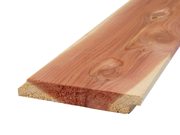 Eastern Red Cedar shiplap board showcasing natural grain and smooth finish, ideal for indoor and outdoor applications.
