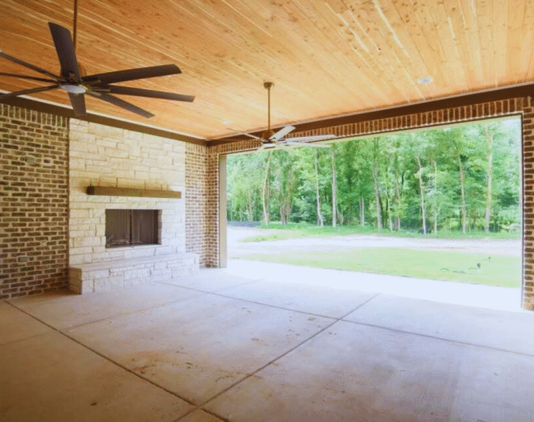 Eastern Red Cedar lined ceilings in a multi-functional garage and entertaining space